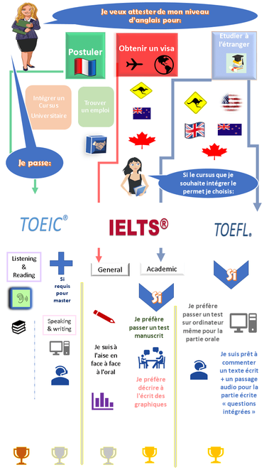 Infographie différences IELTS TOEFL TOEIC